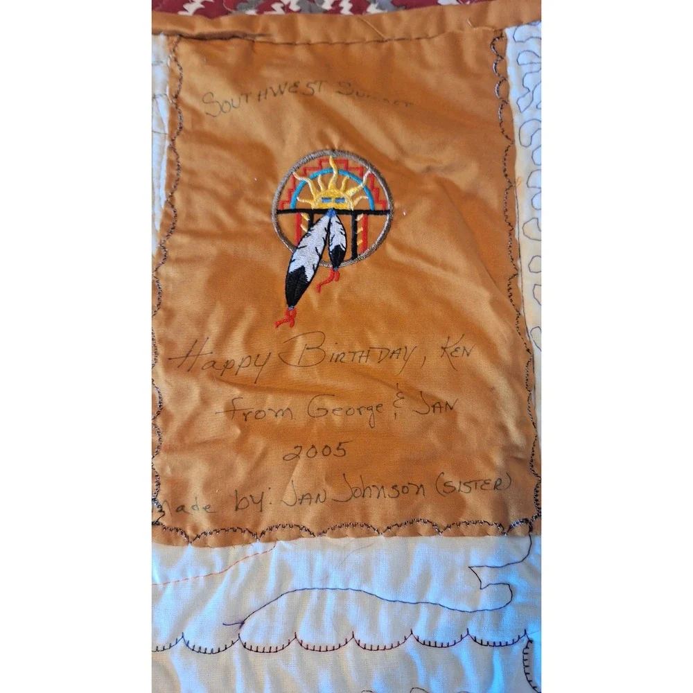 Native American Star Quilt 58x58 ‎ Vintage